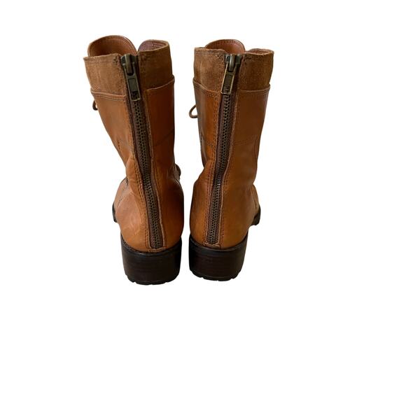 Vintage Staccato Camel Brown Leather Combat Boots Back Zipper Size 5.5 /220 Y2K - Picture 3 of 6